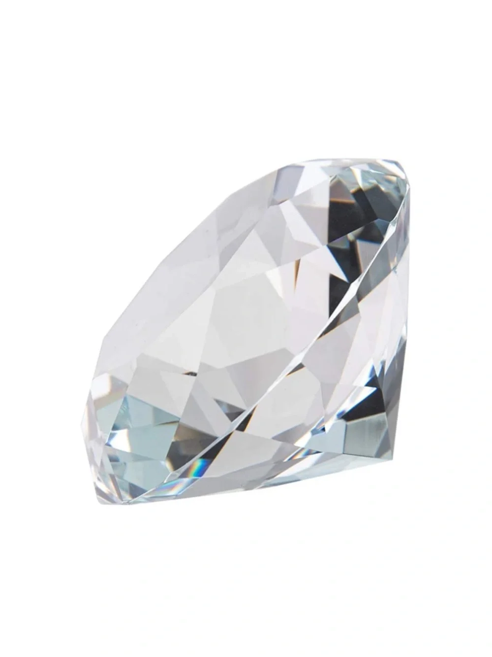 Diamond crystal clear glass paperweight, photography lens